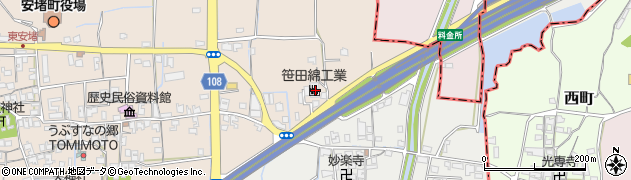 笹田綿工所周辺の地図