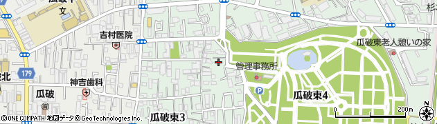 大阪市平野区瓜破東4丁目2 永野モータープール周辺の地図