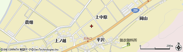 愛知県田原市亀山町（上中原）周辺の地図