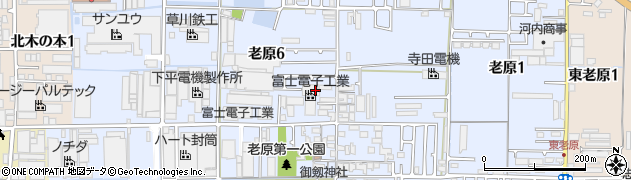 大阪府八尾市老原周辺の地図