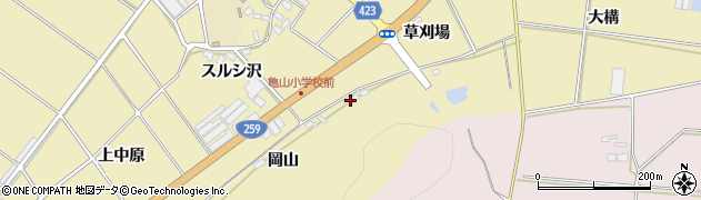 愛知県田原市亀山町岡山周辺の地図