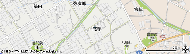 愛知県田原市若見町（北寺）周辺の地図