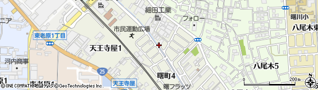 大阪府八尾市曙町周辺の地図