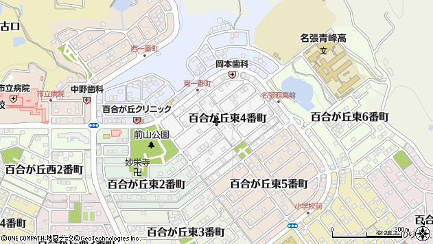 〒518-0474 三重県名張市百合が丘東４番町の地図