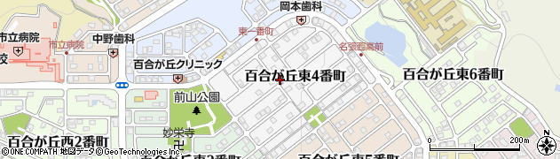 三重県名張市百合が丘東４番町周辺の地図