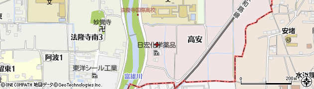 奈良県斑鳩町（生駒郡）高安周辺の地図
