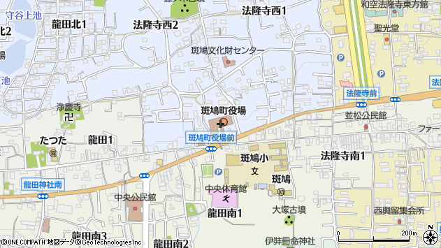 〒636-0100 奈良県生駒郡斑鳩町（以下に掲載がない場合）の地図