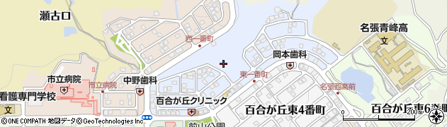 三重県名張市百合が丘東１番町周辺の地図
