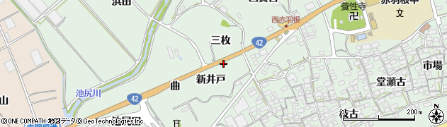 愛知県田原市赤羽根町三枚周辺の地図