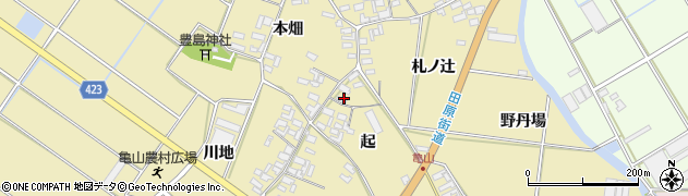 愛知県田原市亀山町起周辺の地図