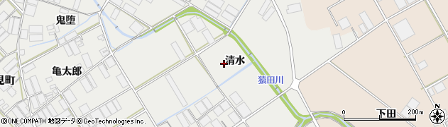 愛知県田原市若見町清水周辺の地図