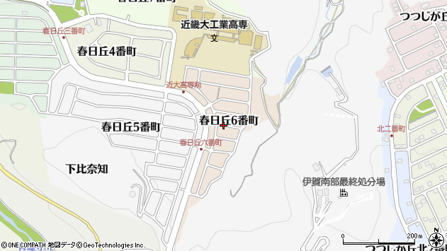 〒518-0458 三重県名張市春日丘６番町の地図