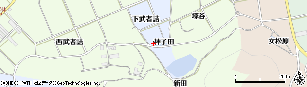 愛知県田原市小塩津町神子田周辺の地図