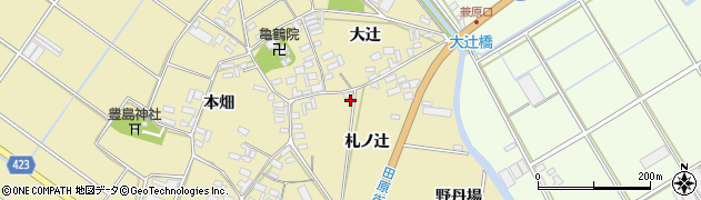 愛知県田原市亀山町札ノ辻周辺の地図