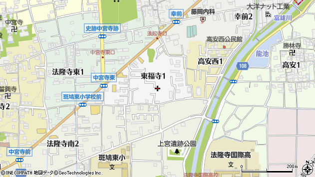 〒636-0105 奈良県生駒郡斑鳩町東福寺の地図
