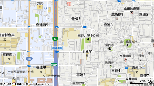 〒547-0027 大阪府大阪市平野区喜連の地図