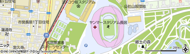 大阪市立　長居陸上競技場周辺の地図