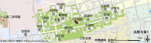 奈良県斑鳩町（生駒郡）法隆寺山内周辺の地図