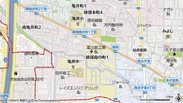 〒581-0055 大阪府八尾市跡部南の町の地図