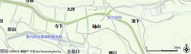 愛知県田原市山田町（鉢山）周辺の地図
