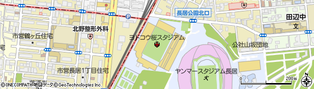 ヨドコウ桜スタジアム（長居球技場）周辺の地図