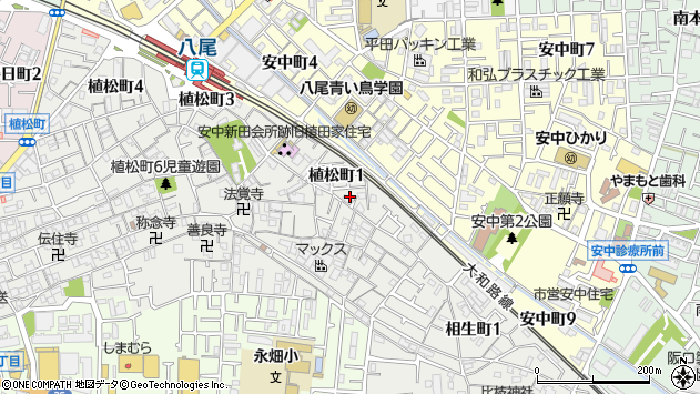 〒581-0084 大阪府八尾市植松町の地図