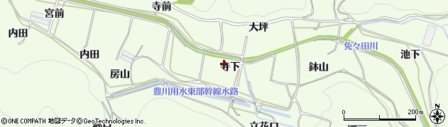 愛知県田原市山田町寺下周辺の地図