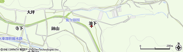 愛知県田原市山田町（池下）周辺の地図