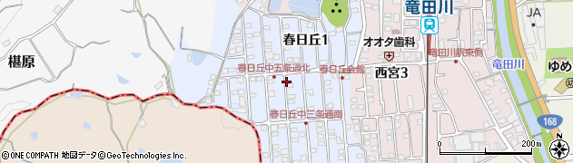奈良県平群町（生駒郡）春日丘周辺の地図