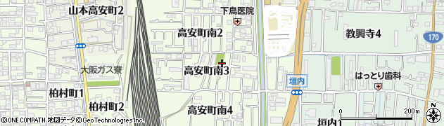 大阪府八尾市高安町南周辺の地図