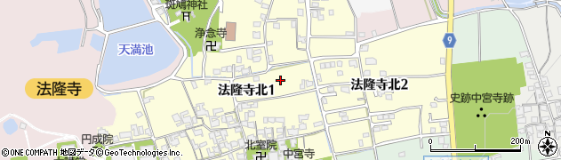 奈良県生駒郡斑鳩町法隆寺北周辺の地図