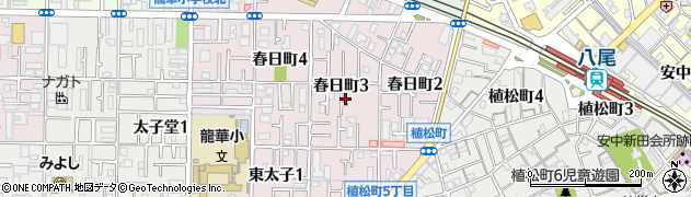 大阪府八尾市春日町3丁目4周辺の地図