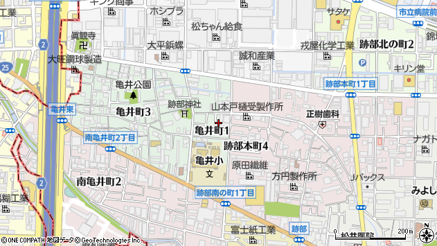 〒581-0065 大阪府八尾市亀井町の地図
