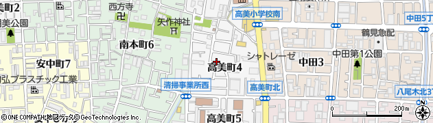 大阪府八尾市高美町周辺の地図