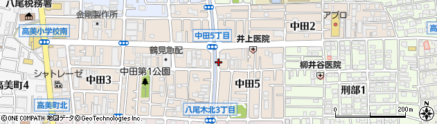 大阪府八尾市中田周辺の地図