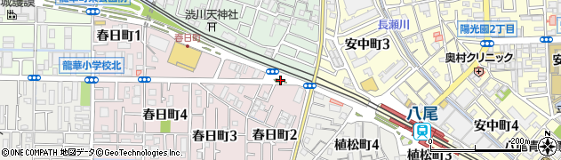 大阪府八尾市春日町1丁目2周辺の地図