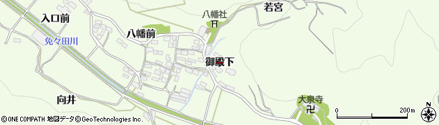 愛知県田原市山田町（御殿下）周辺の地図