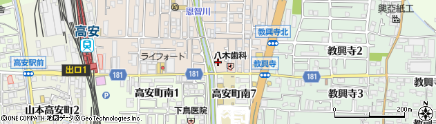 大阪府八尾市高安町北7丁目25周辺の地図