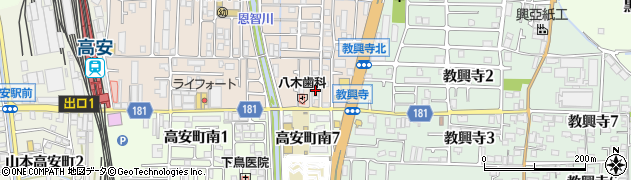 大阪府八尾市高安町北7丁目周辺の地図