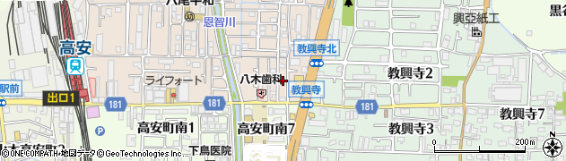 大阪府八尾市高安町北7丁目11周辺の地図