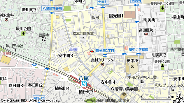 〒581-0085 大阪府八尾市安中町の地図