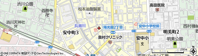 大阪府八尾市安中町1丁目周辺の地図