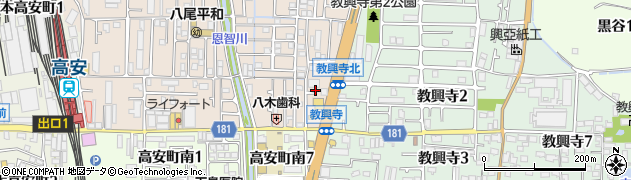 大阪府八尾市高安町北7丁目2周辺の地図