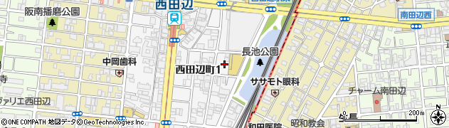 大阪府大阪市阿倍野区西田辺町1丁目周辺の地図