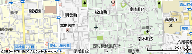 大阪府八尾市松山町1丁目9周辺の地図