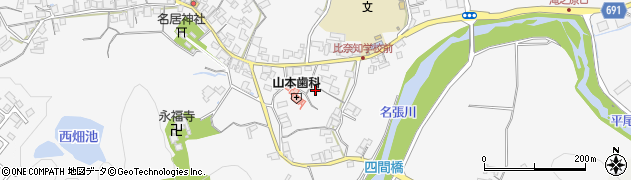 三重県名張市下比奈知1359周辺の地図
