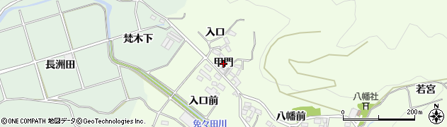 愛知県田原市山田町（甲門）周辺の地図