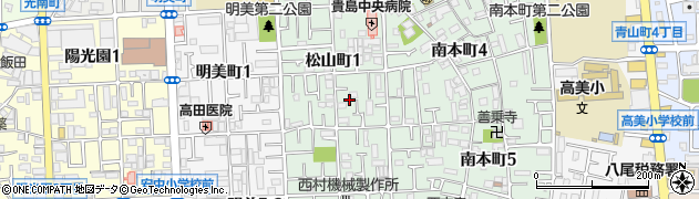 大阪府八尾市松山町1丁目周辺の地図