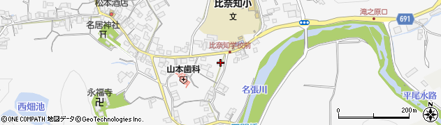 三重県名張市下比奈知1386周辺の地図