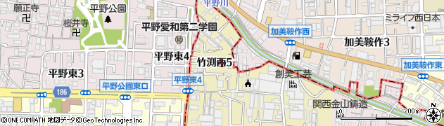 大阪府八尾市竹渕西5丁目周辺の地図